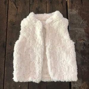 White faux Fur Girls Vest
